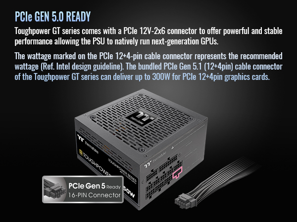 Thermaltake Toughpower GT 850W ATX 3.1 Standard Power Supply; 80